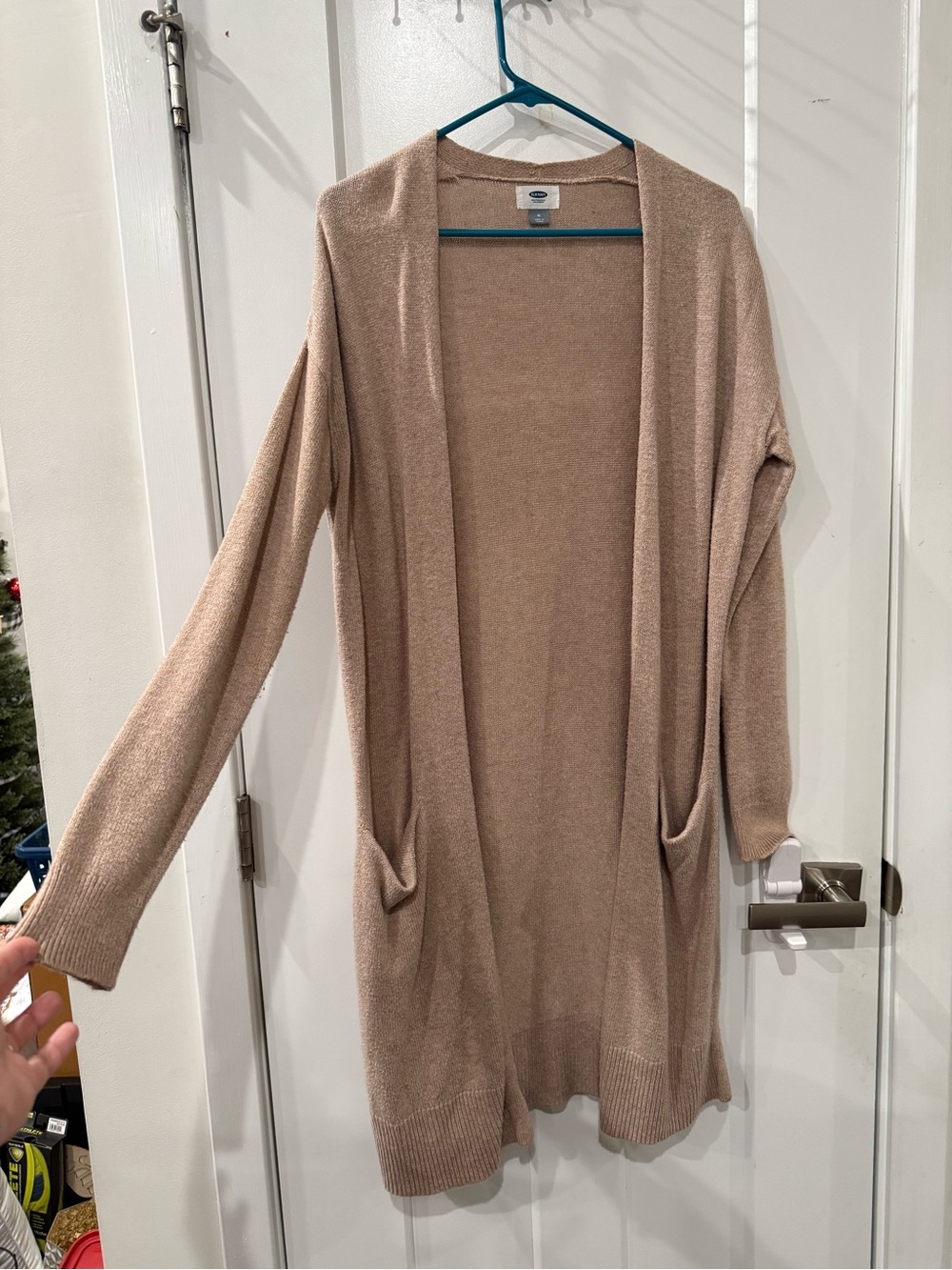 Old Navy Open-Front Long Cardigan in Light Beige